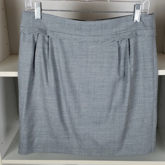 J. Crew Scallop Trim Gray Wool Mini Skirt NWT SZ6 - Picture 2 of 7